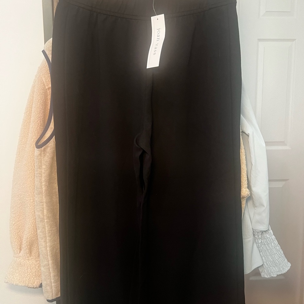 Joan Vass Black Wide Leg Crop Pants